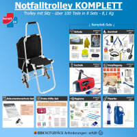 Notfalltrolley mit Sitz - KOMPLETT (für 1 Person)