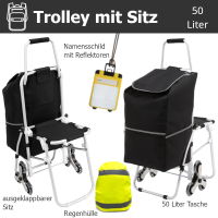 Notfalltrolley mit Sitz - KOMPLETT (für 1 Person)