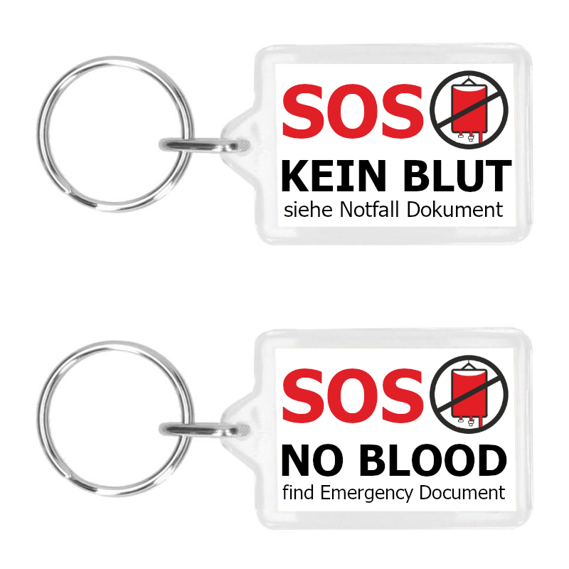 Schlüsselanhänger KEIN BLUT 2in1 deutsch und englisch, 3,90