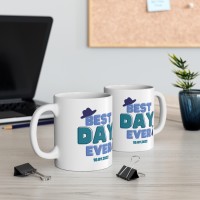 Best Day Ever - Tasse mit Taufdatum - Blau - Personalisierbar