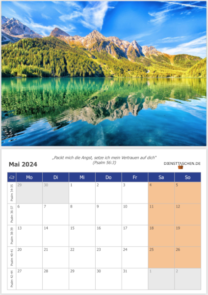 Wandkalender 2024 - mit wöchentlichen Bibelleseprogramm