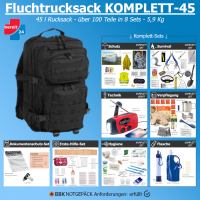Fluchtrucksack KOMPLETT-45 (Notfallrucksack für 1...